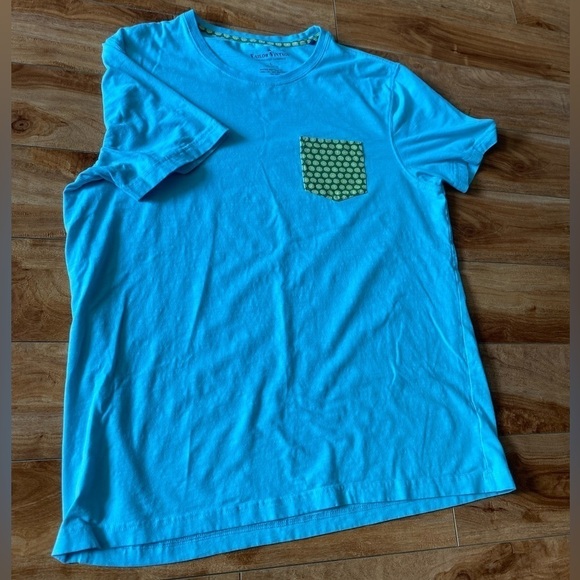 Tailor Vintage Lime Pocket Light Blue Short Sleeve Tee Size Large - Picture 3 of 7